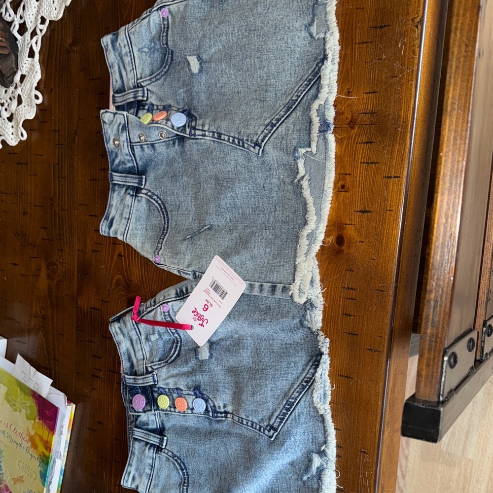 Kids Denim skirt with Colorful Buttons new size 6 slim
